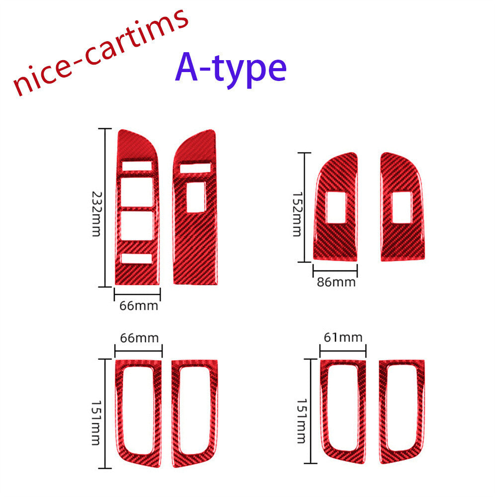 8¡ÁRed Carbon Fiber Window Lift Button Switch Panel Cover for Ford F150 2009-2014