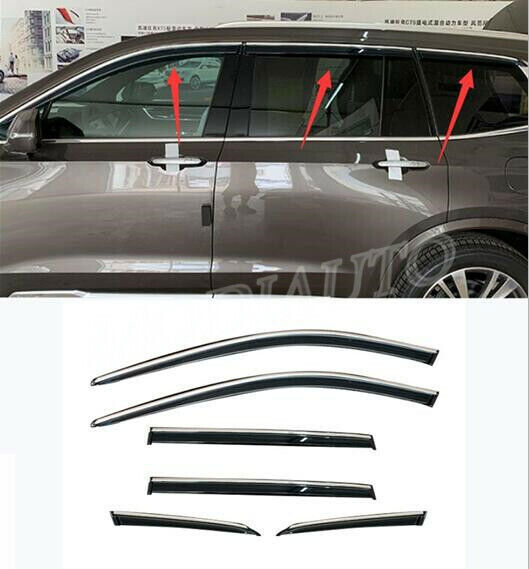 6pc for Cadillac XT6 2020-2024 Window Visor Vent Sun Shade Rain Guard Door Visor