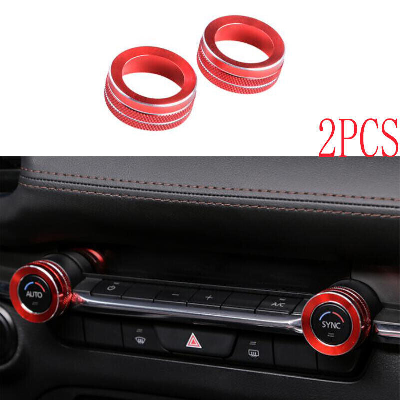 Red Aluminum Central Console AC Knob Button Ring Trim for Mazda CX-30 2020-2022