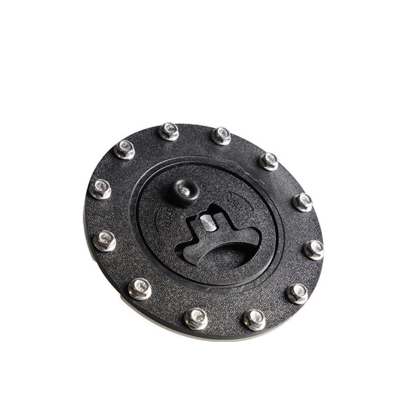 Steel billet aluminum easy-fill fuel cell gas cap with 12-hole battery waste pad