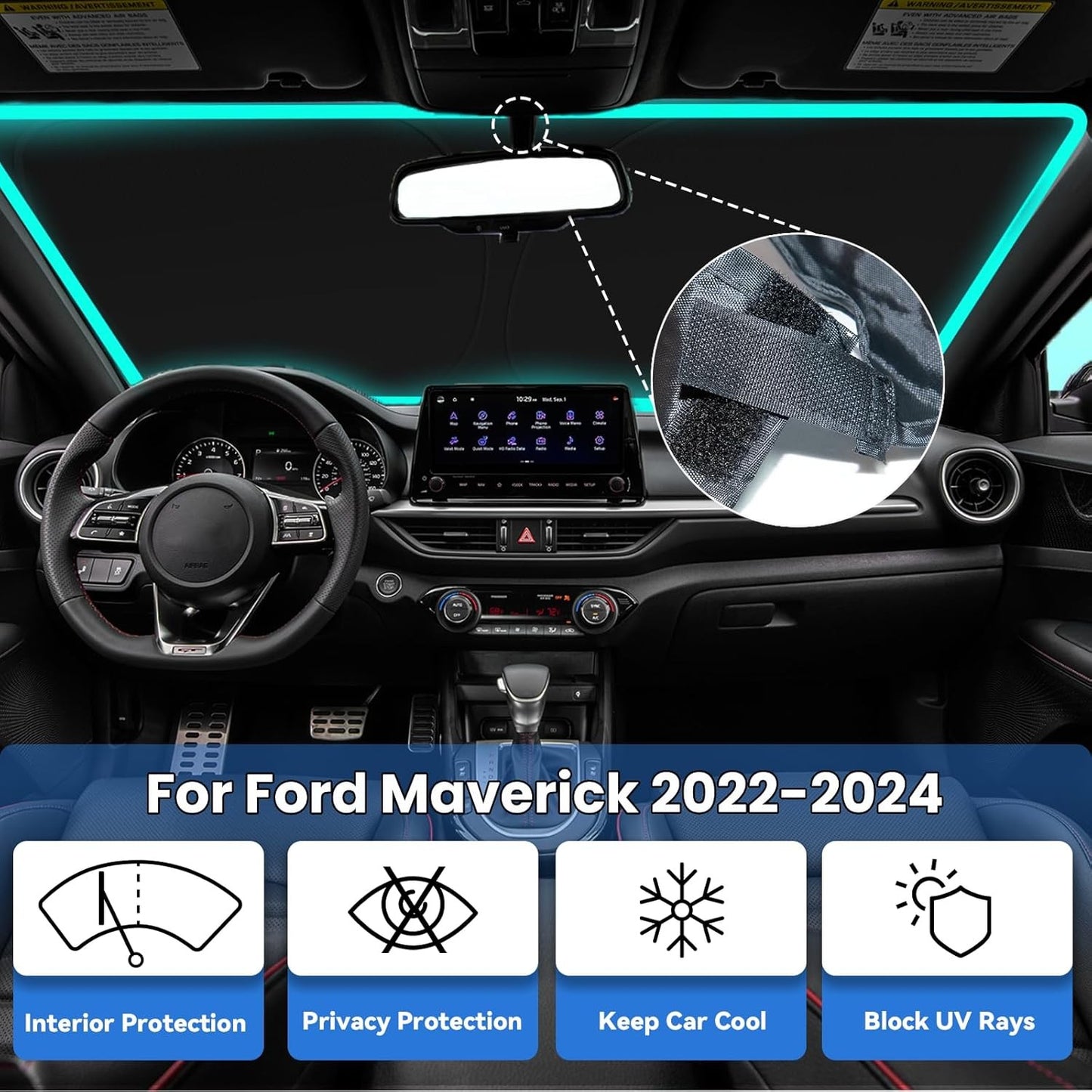 Custom for Ford Maverick 2022-2025 Windshield Sun Shade Cover Heat Block Visor