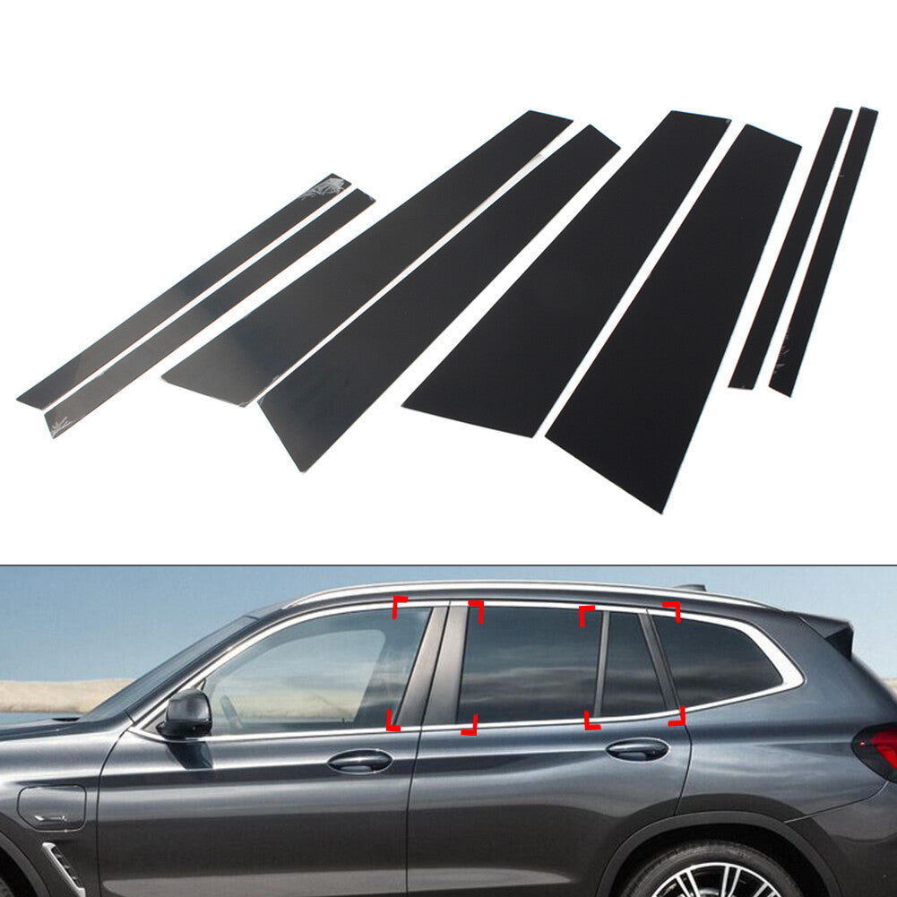 Door Window Pillar Post Trims Set for BMW X3 G01 2019-2021 Gloss Black 8PCs Car