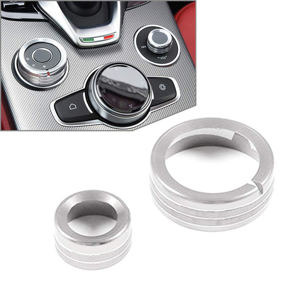 Zentraler Multimedia-Knopfring for Alfa Romeo Giulia for Stelvio 20-21 Silber