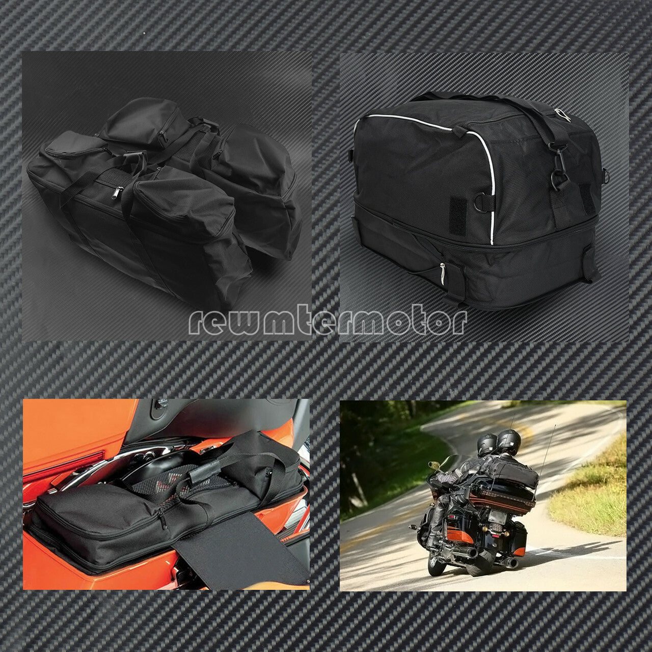 Saddlebag Liners Travel Packs + Collapsible Luggage Bag Fit for Harley Touring