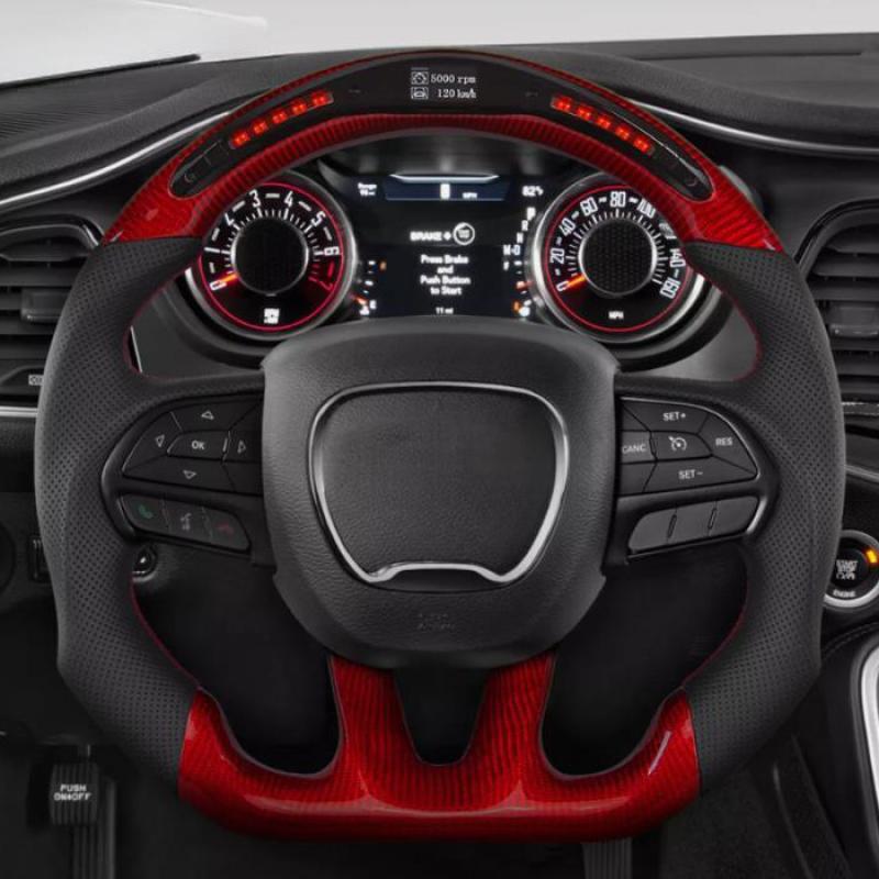 Carbon Fiber LED Steering Wheel w/o Heated for 15+ for Dodge Charger for Challenger SRT