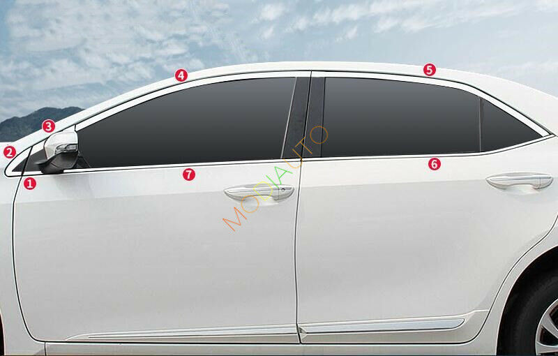 for Toyota for Corolla 2014-2018 Chrome Full Window Cover Sill Molding Trim S.Steel