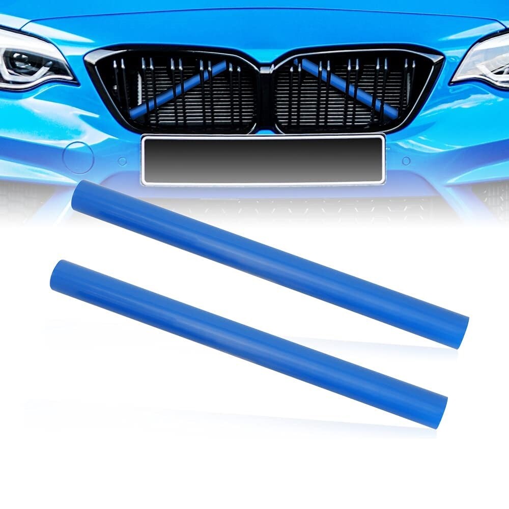 2x Blue Car Front V Brace Grill Trim Strips Cover for 2020-2023 for BMW 3 Series G20