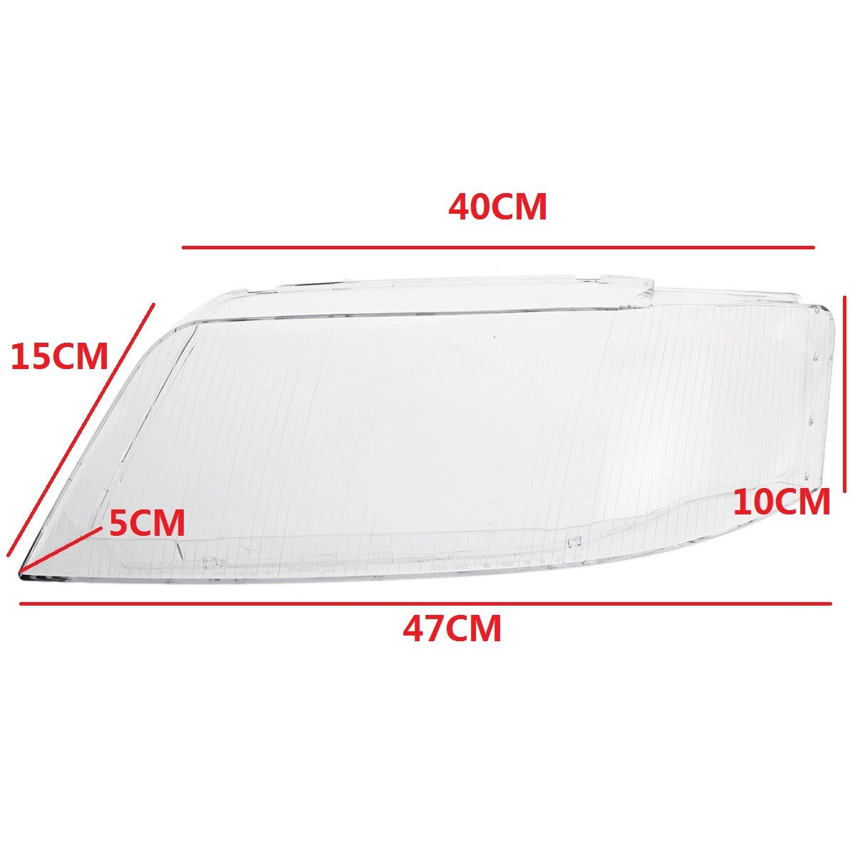 A pair of headlight lens covers for Audi A6 C5 1999 - 2002, caps L+R