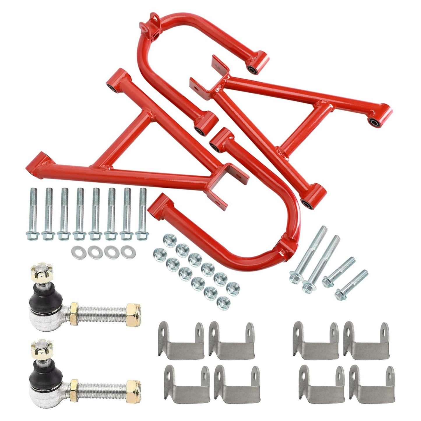 Front suspension kit for all-terrain vehicles, go-karts, four-wheeled bicycles, off-road vehicles - upper/lower control arms