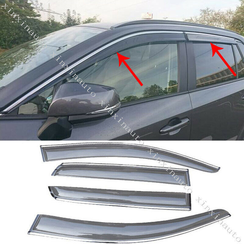 Window Visor Vent Sun Shade Rain Guard for Toyota RAV4 2019-2023 W/ Chrome Trims
