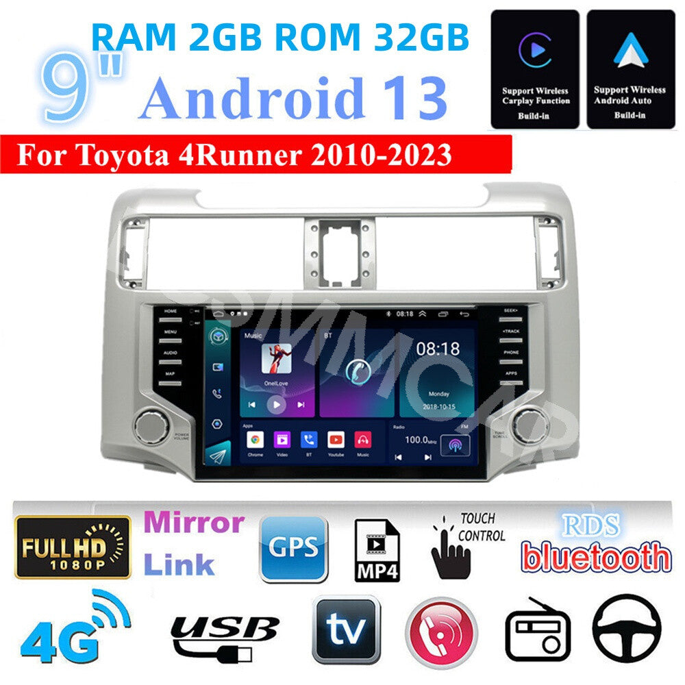 For Apple Carplay Fit for Toyota 4Runner 2010-2023 Android Car Stereo Radio GPS