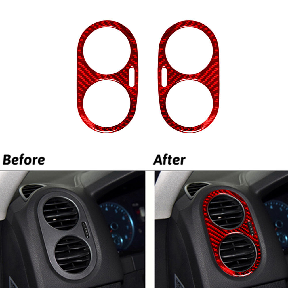 Red Carbon Fiber Side Air Vent Trim Panel for Volkswagen for Tiguan 2013-17
