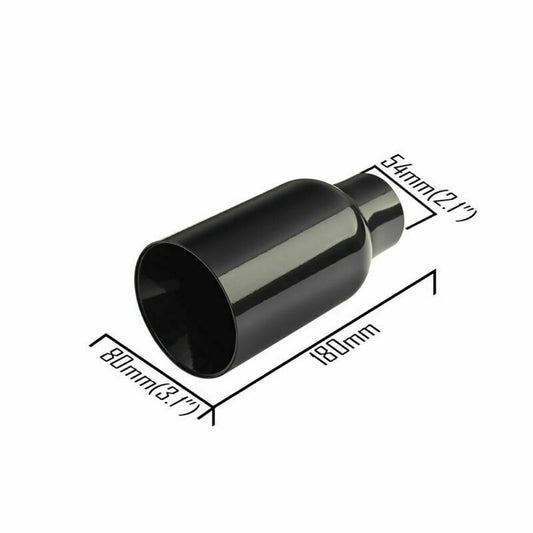 54mm Inlet 80mm OD Single Exhaust Tip Universal Black Tips Exhaust End Tips
