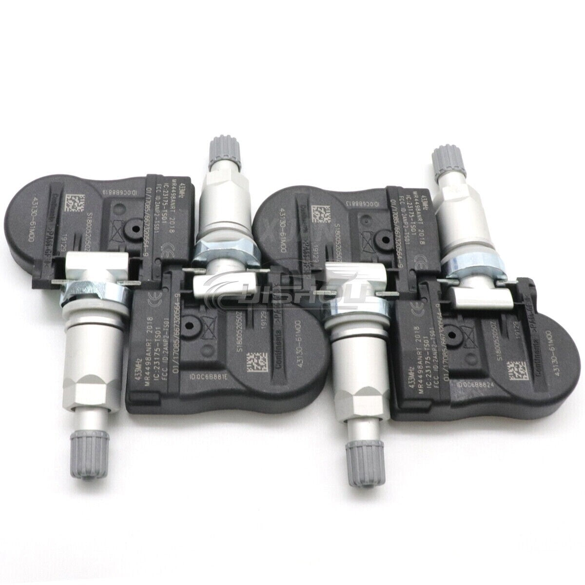 Four new 43130-61M00 TPMS tire pressure monitoring sensors for Suzuki for Swift Vitara.