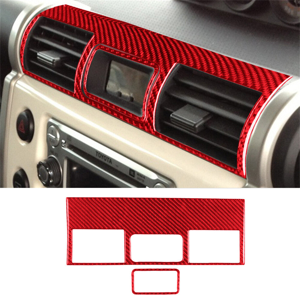 Red Carbon Fiber Center Air Vent Outlet Panel Trim For Toyot@ FJ Cruiser 2007-21