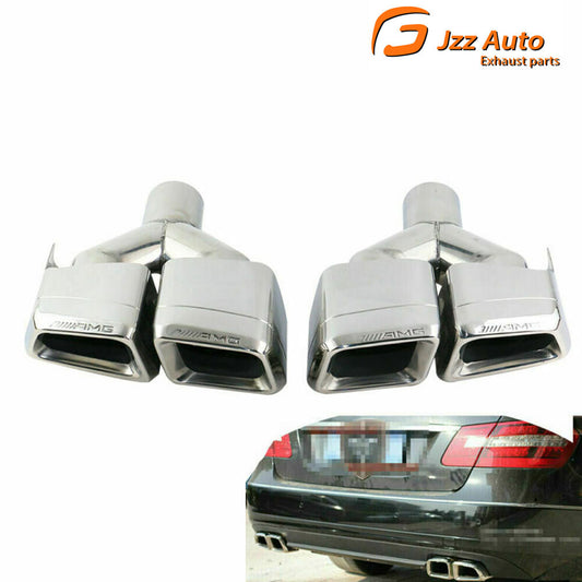 2PCS 2.5'' Exhaust Pipe Double Slant Tailpipe Y Tips for Mercedes-Benz E63 AMG