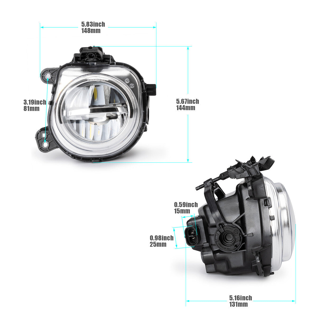 1. Dual front LED fog lights suitable for BMW X3 F25 X4 F26 X5 F15 F85 X6 F16 F86