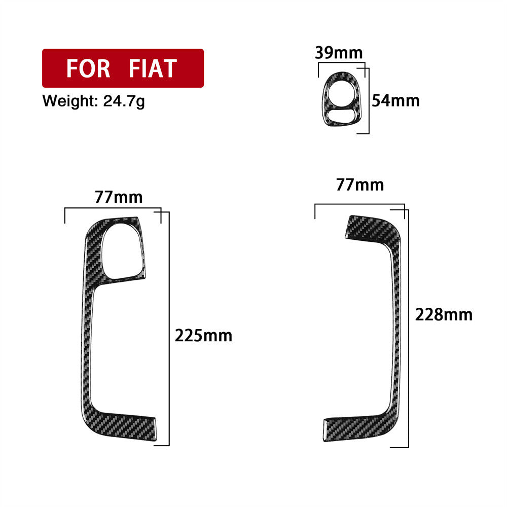 3¡ÁRHD Carbon Fiber Interior Door Armrest Panel Trim Cover for Fiat 500 2012-2015