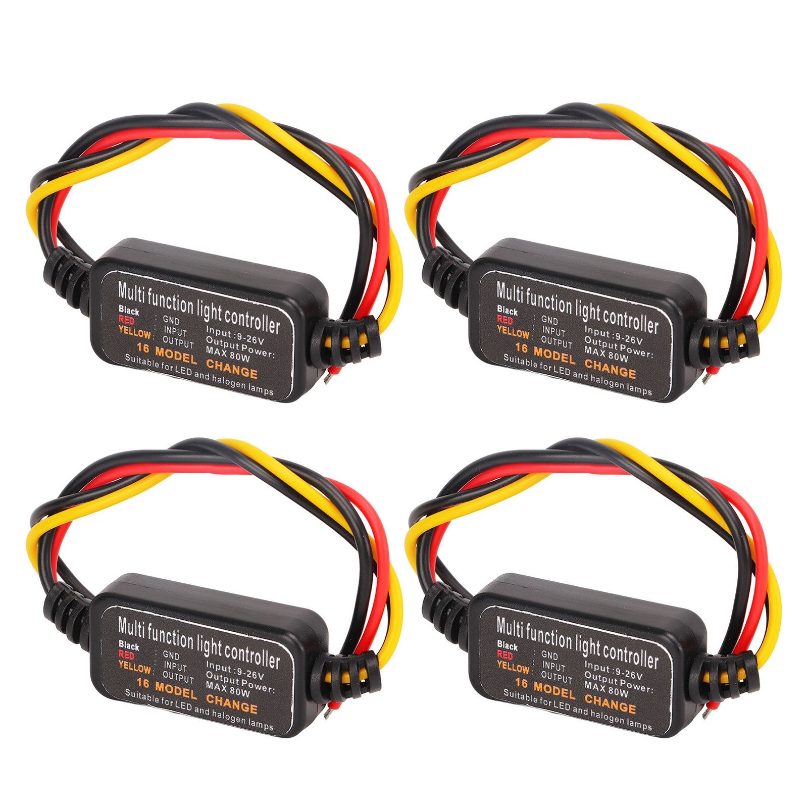 Brake Light Flasher Strobe Controller Pack Of 4 DC 9-26V LED 16 Blinking Modes