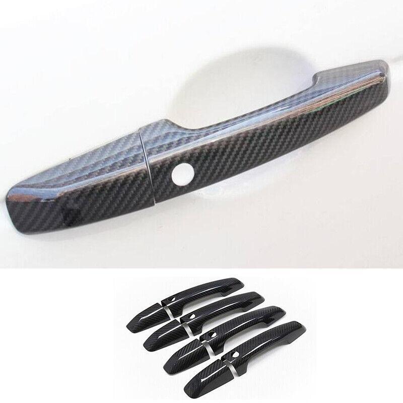 Carbon Fiber Car Door Handles Cover Trim Decor Fit for Jaguar XE XF 2015-2020