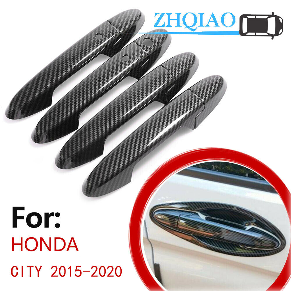 Carbon Fiber Side Door Handle Covers Trim Fit for Honda CITY 15-20