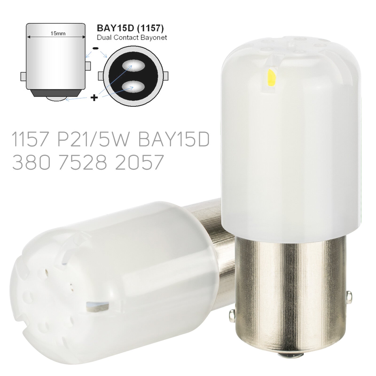 2X BAY15D 3030-SMD LED 1157 DUAL FILAMENT BRAKE STOP TAIL LIGHT BULBS GLOBE DRL