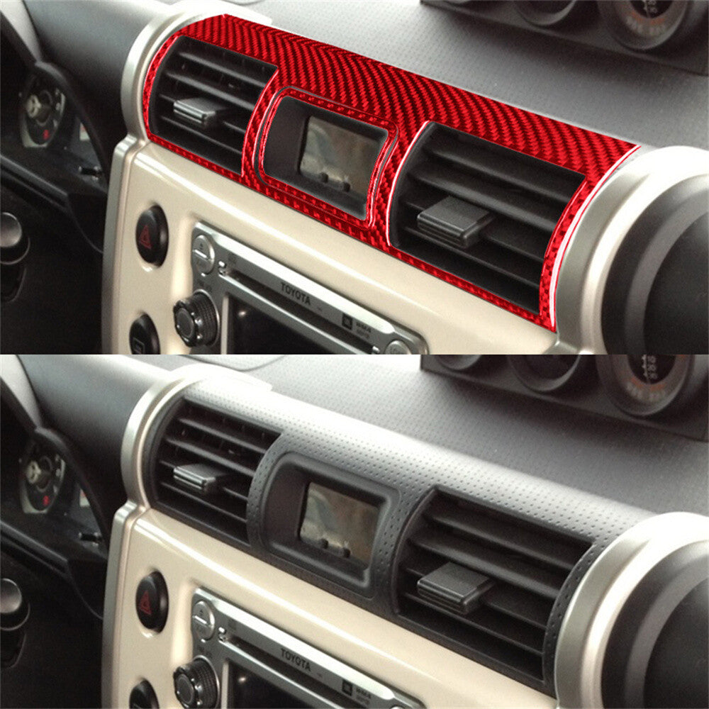 Red Carbon Fiber Center Air Vent Outlet Panel Trim For Toyot@ FJ Cruiser 2007-21