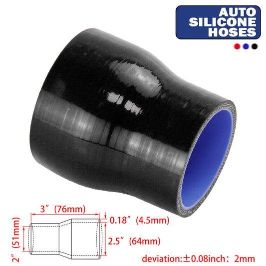 2to 2.5 51mm-64mm Racing Silicone Reducer Coupler Turbo Intercooler Hose Black