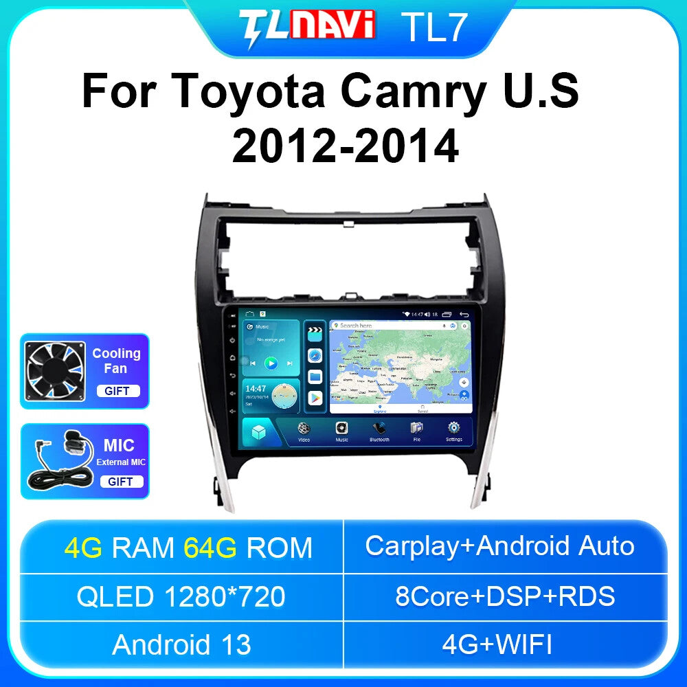 for Toyota for Camry US Edition 2012-2014 CarPlay Car Radio GPS Video Player Screen