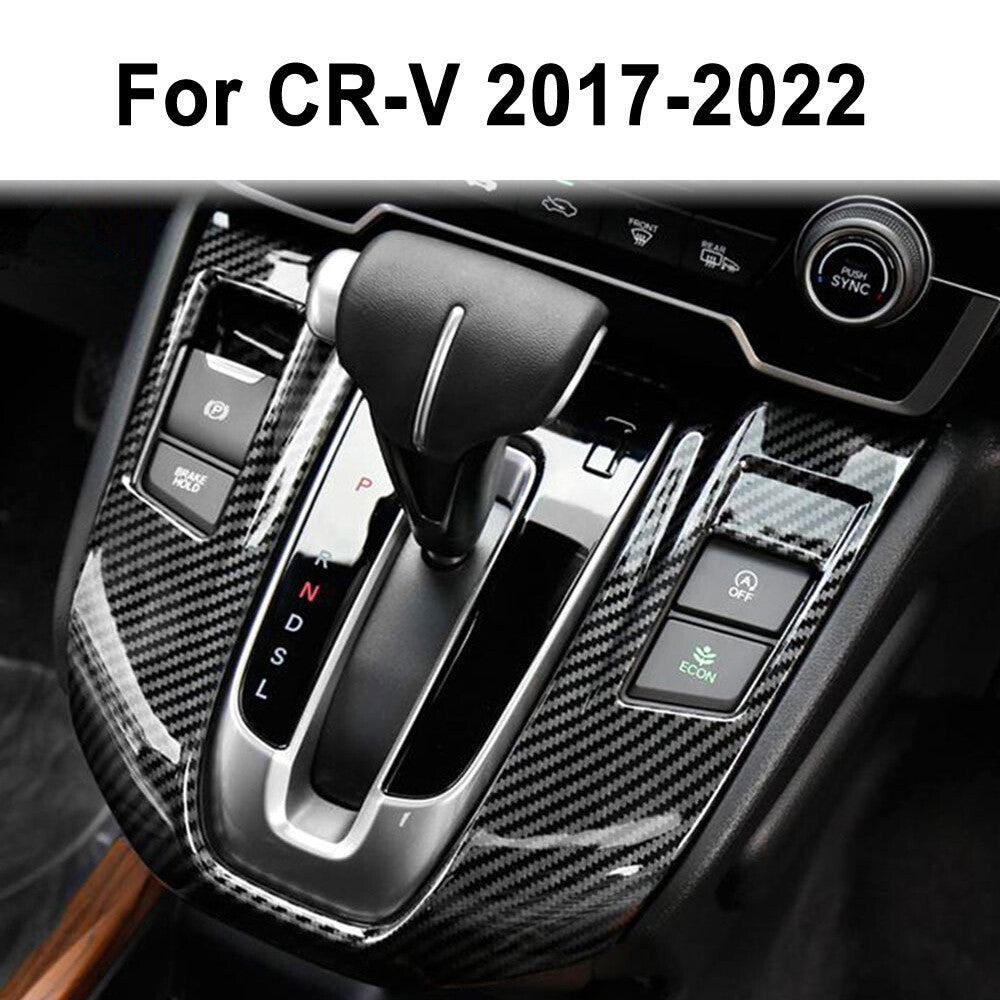 For 17-22 for Honda CRV Carbon Fiber Black Car Gear Shift Box Panel Cover Trim