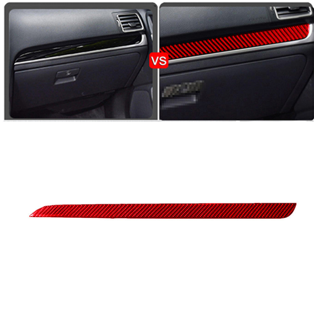 Red Carbon Fiber Central Control Cover Trim Strip for Subaru Forester 2013-2018