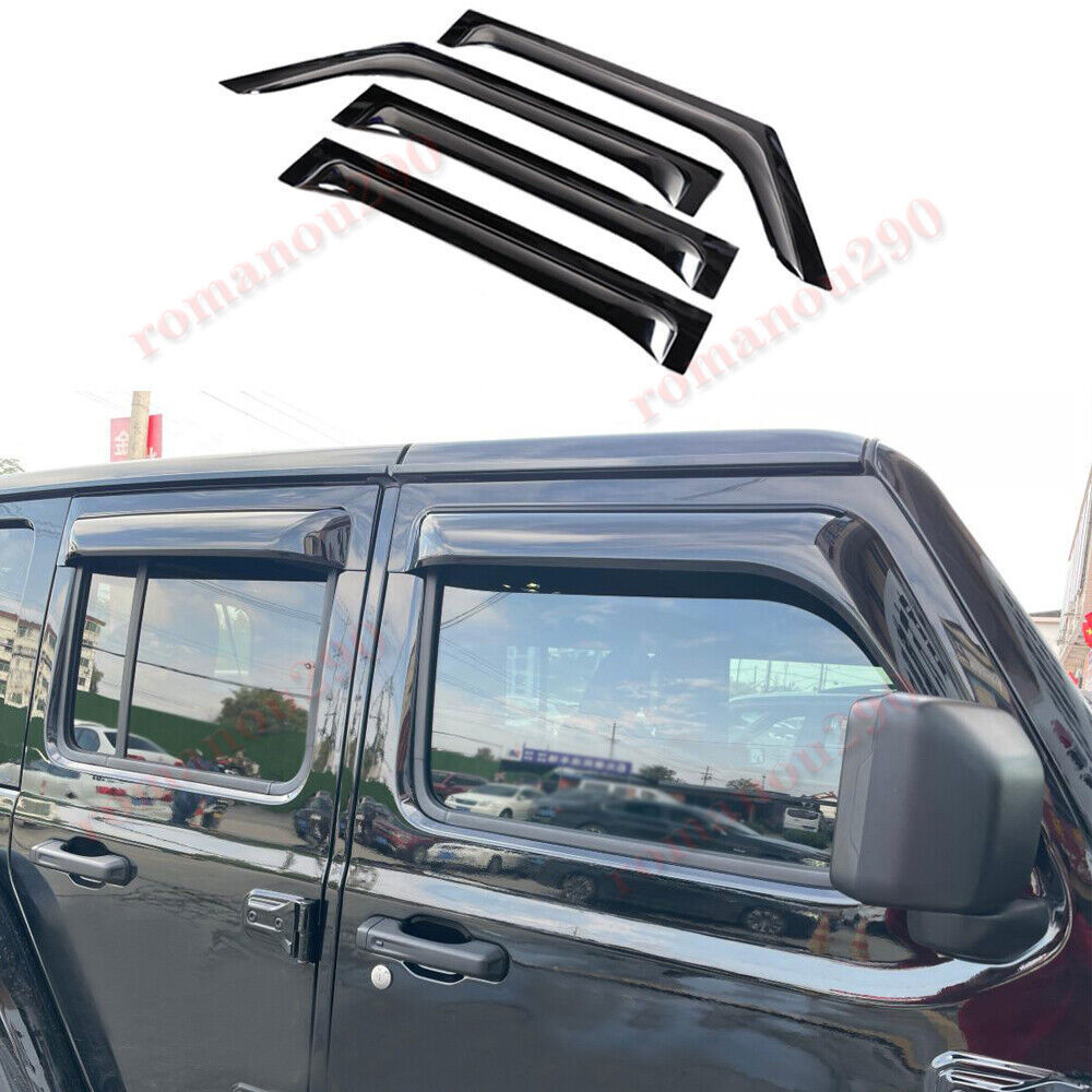 for Jeep for Wrangler 2018-24 Black Side Window Visors Sun Rain Guard Vent Deflector