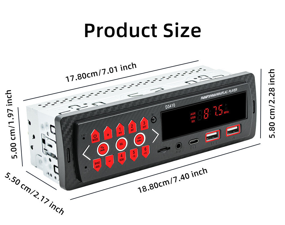 Single Din Car Stereo Radio Bluetooth In Dash FM USB AUX Input Head Unit Audio