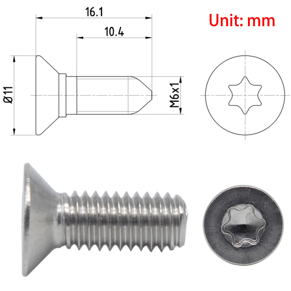 4Pcs for Skoda Octavia Mk1/2/3 Stainless Brake Disc Rotor Torx Screw Bolts 98-19