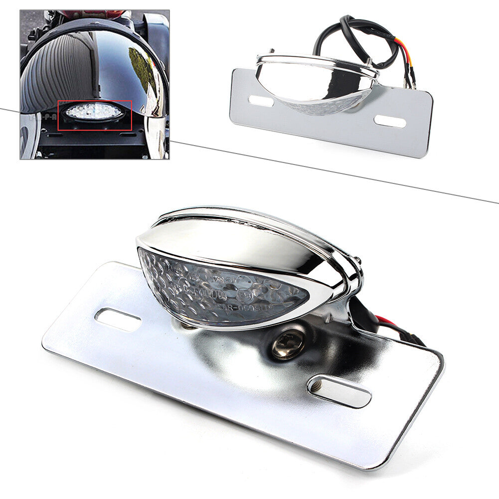 Rear License Plate Brake Stop Tail Light Bracket Fit Cafe Racer Motorcycle