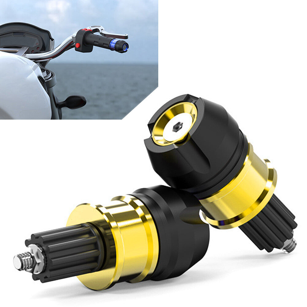 1 Pair Black Motorcycle Bike ATVs Handlebar Grips Bar End Cap Plugs Slider Gold