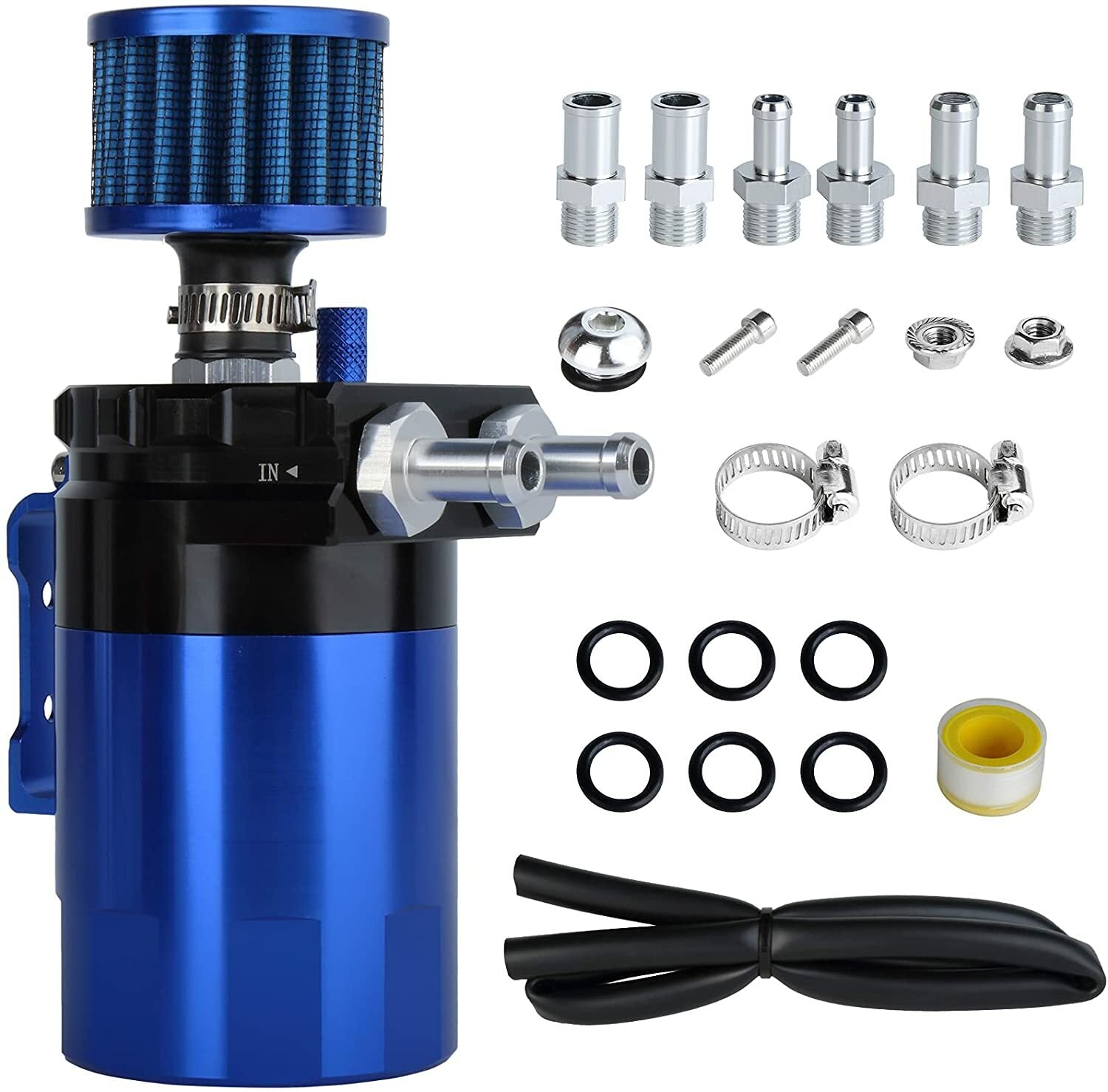 Oil Catch Can Kit 300ML Tank Baffled Reservoir Breather Filter Red Universal