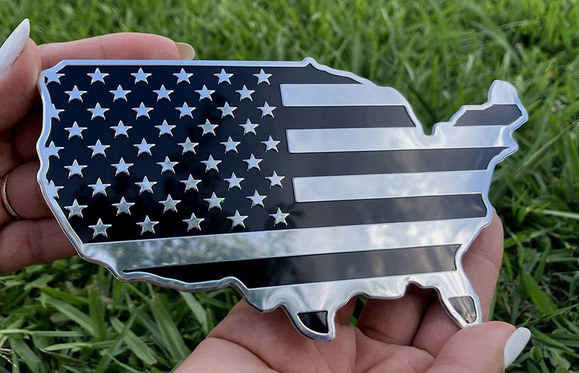 Car side fender rear boot badge chrome black American flag map for Cadillac 1x