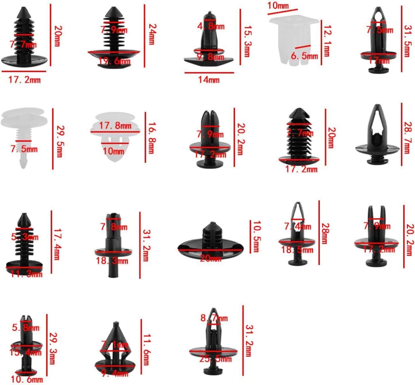 415X Car Plastic Push Pin Rivet Trim Clips Panel Fasteners Interior Fixing Tools