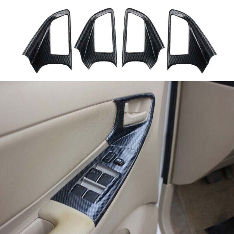 Carbon Fiber Grain Inner Door Handle Lock Frame Trim for Toyota for Corolla 03-2008