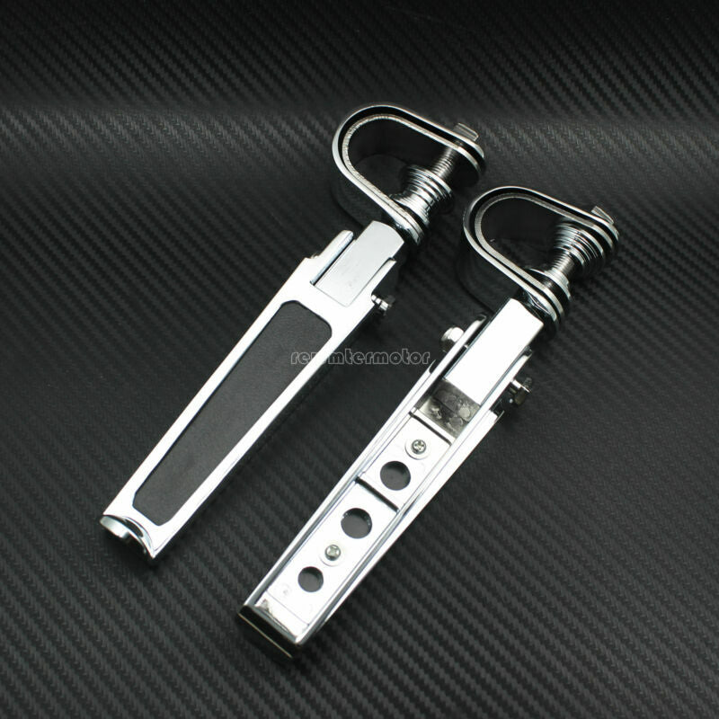 Motorcycle Chrome 1-1/4 Highway Engine Guard Crash Bar U-clamp Foot Pegs Rests