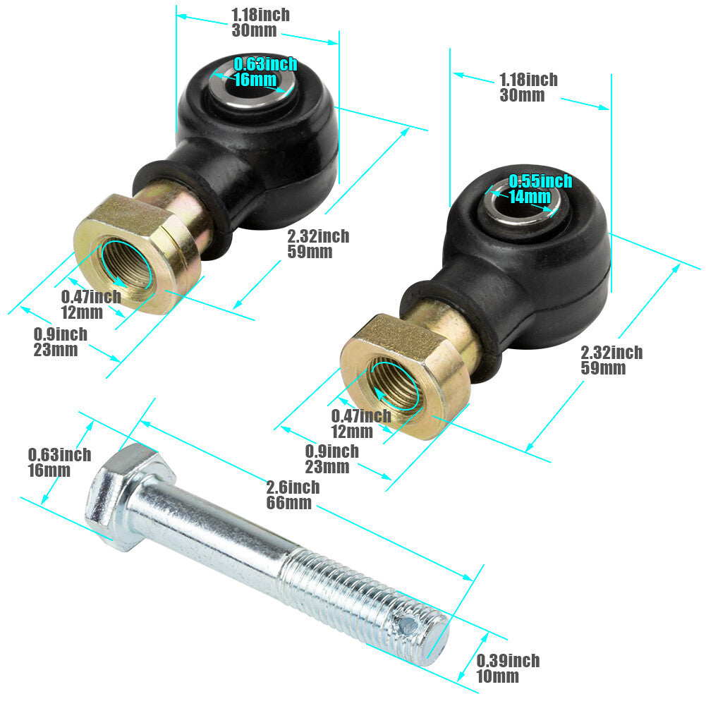 All Balls ATV Tie Rod End Kit 51-1030 for Polaris Ranger RZR 500 700 Crew 800 XP