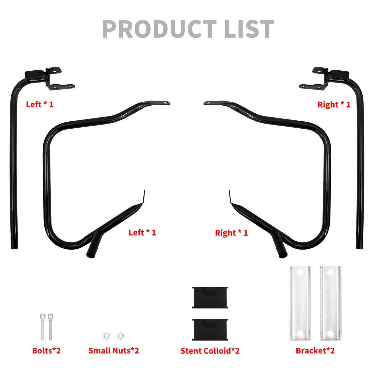 Black Saddlebag Bracket Guard Set w/ Support Bar Fit for Harley Touring 14-2022