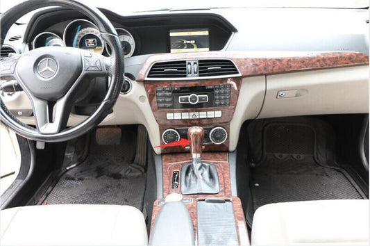 Agate Wood Grain ABS Console Gear Shift Knob Cover Trim for Benz C-Class 10-14