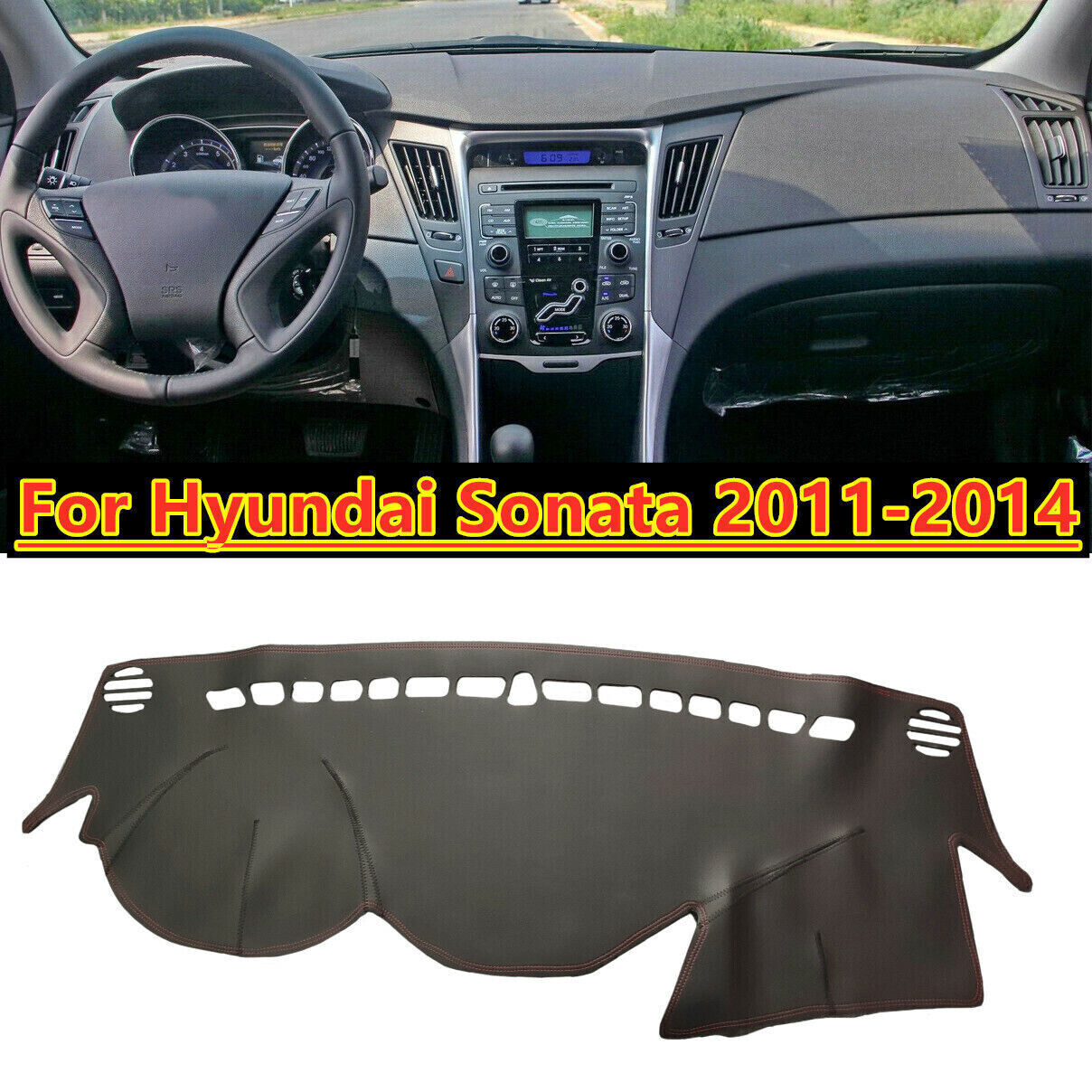 1X for Hyundai Sonata 2011-14 PU leather Dashboard Mat Non-slip DashMat Sun Pad