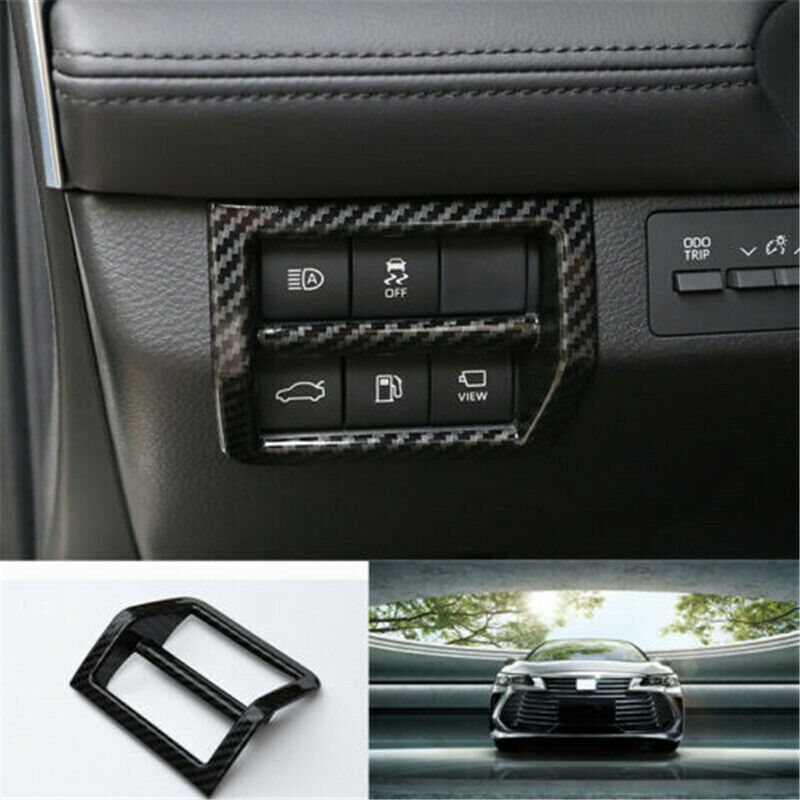 Carbon Fiber Headlight Switch Button Cover Trim for Toyota for Avalon 2019 2020 2021