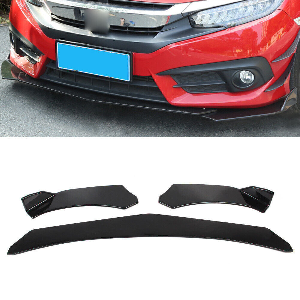 Fit Car Glossy Black Front Bumper Lip Chin Spoiler Splitter Body Kit Universal