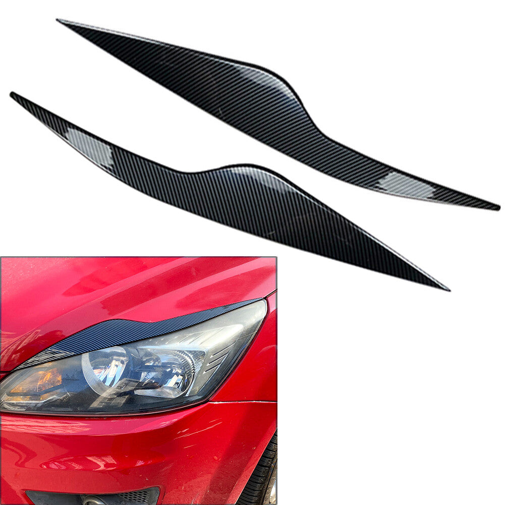 Eyelids Headlight Eyebrows Trim for Ford Focus MK2 C307 2008-2010 Carbon Fiber