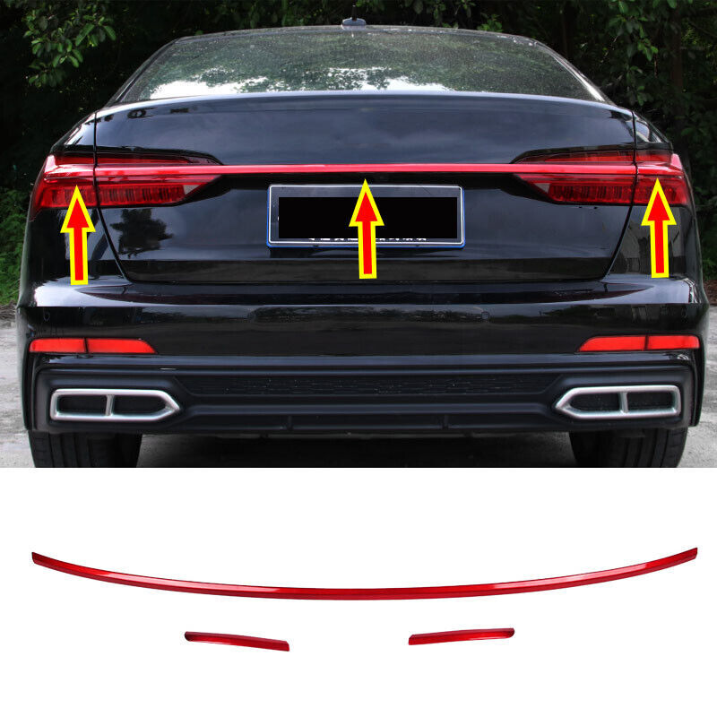 2019-2020 for Audi for A6 C8 Red Rear Door&Tail Light Molding Trim Strip Cover 3X