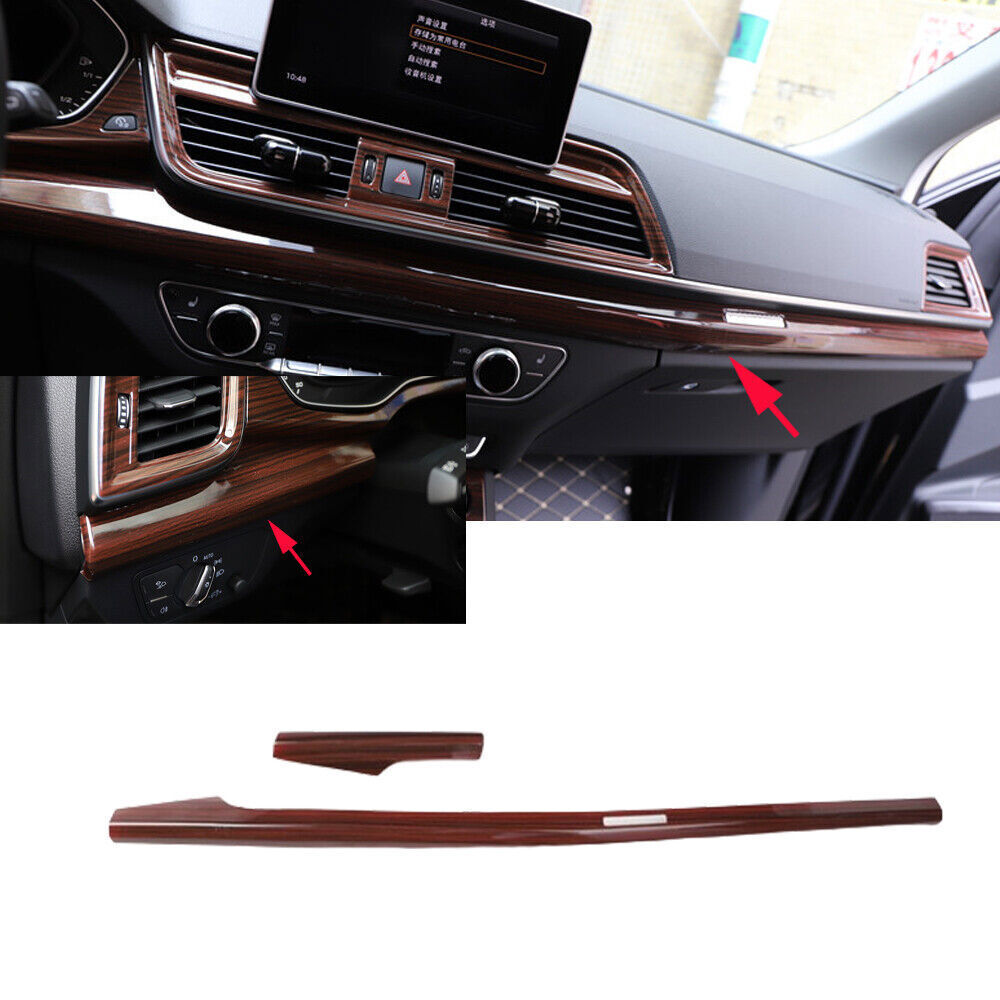 Fit for Audi Q5 18-2024 Peach Wood Grain Inner Console Instrument Strip Trim 2P